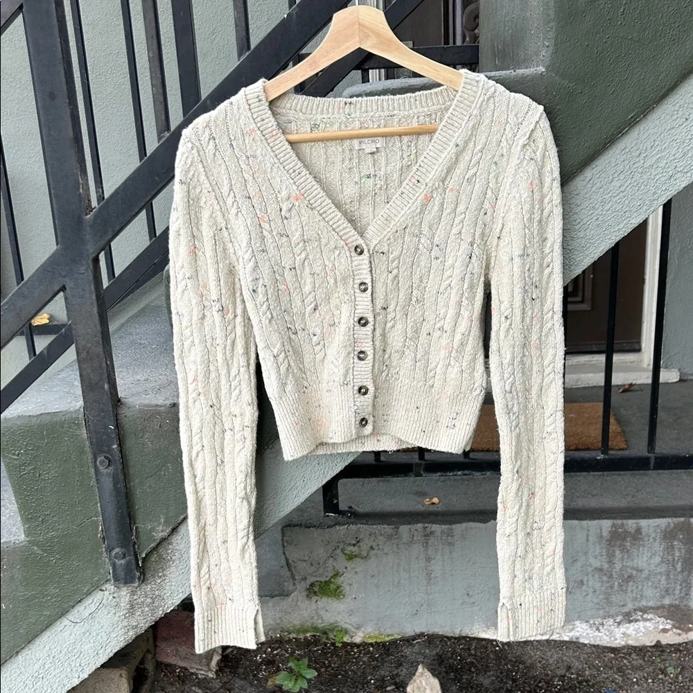 Pilcro Anthropologie Cardigan Sweater Cable Knit Preppy Sz Sm
